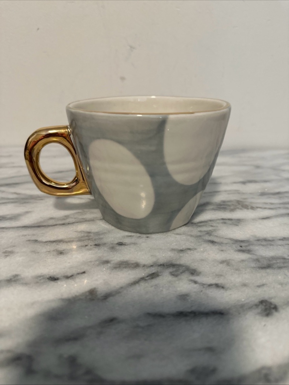 Anthropologie Bridget Bodenham Gray and White Polka Dot Ceramic Mug - Picture 2 of 7